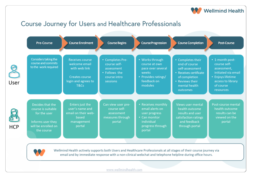 Course Journey for Users and Healthcare Professionals